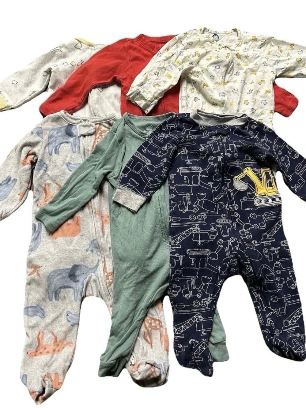 Baby Boy Footie Pajama Lot Size 6-9 Months 2 Way Zipper Cotton Fleece